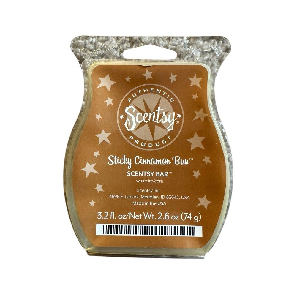 Scentsy Sticky Cinnamon Bun‎ Wax Bar Melts - 2.6 ounce Retired Unused Fall Scent